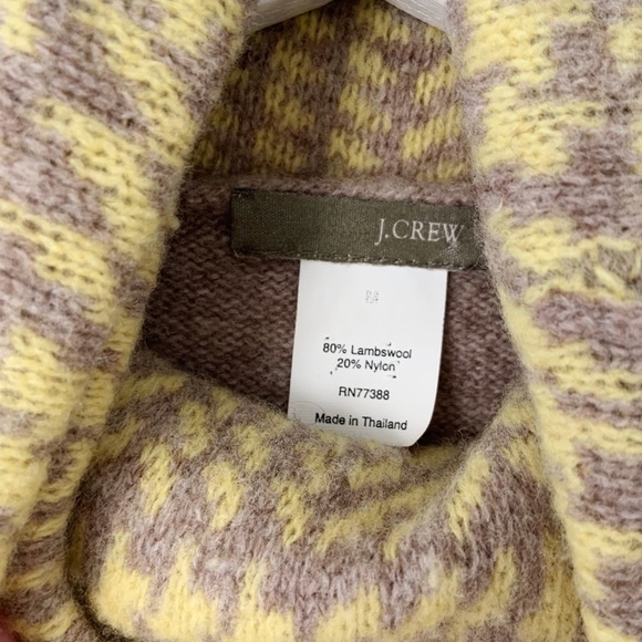 J. Crew Wool Yellow Tan Pattern Turtleneck Sweater Mesium - Picture 3 of 3